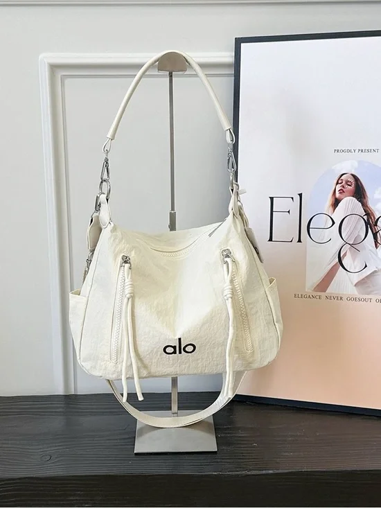 ALO Yoga Cream Nylon Shoulder Bag with Detachable Strap - Picture 3 of 3